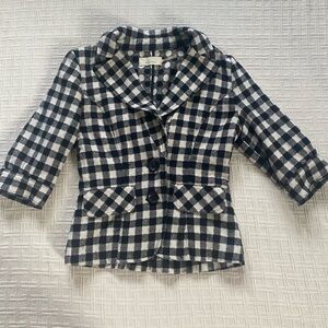 Anthropologie Burlapp Black & White Checkered Women's Wool Blazer